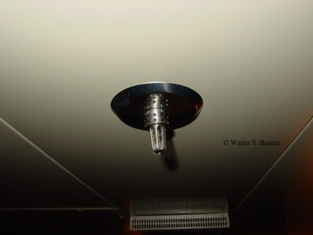 Water mist sprinkler head on a cruise ship